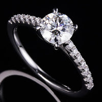 Moissanite Ring Lucia - Delicate Solitaire Sparkle Women's Ring Velanci
