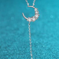 Star Moon Moissanite Necklace - Crescent Moon Sparkle Velanci