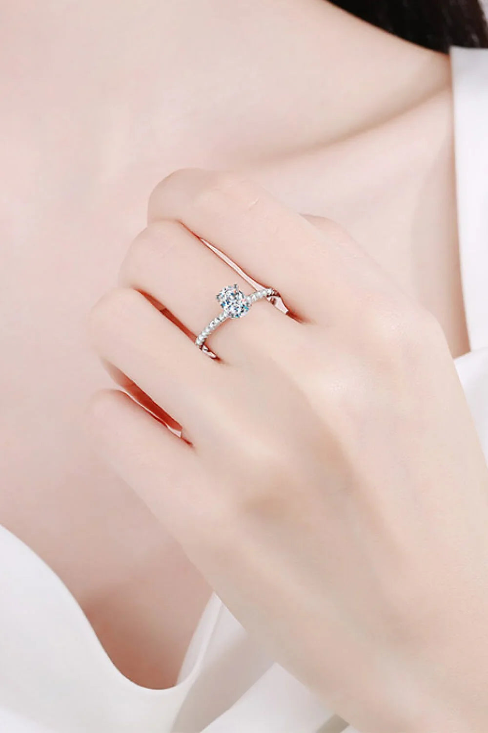 1 Carat Moissanite Silver Ring Elena - Timeless Sparkle Women's Ring Velanci