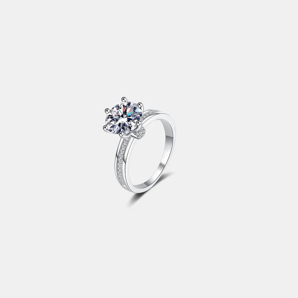 Ring Francesca - 3 Carat Round Moissanite Sterling Silver Women's Ring Velanci