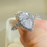 2 Carat Moissanite Sterling Silver Ring Giulia - Halo Spark Women's Ring Velanci