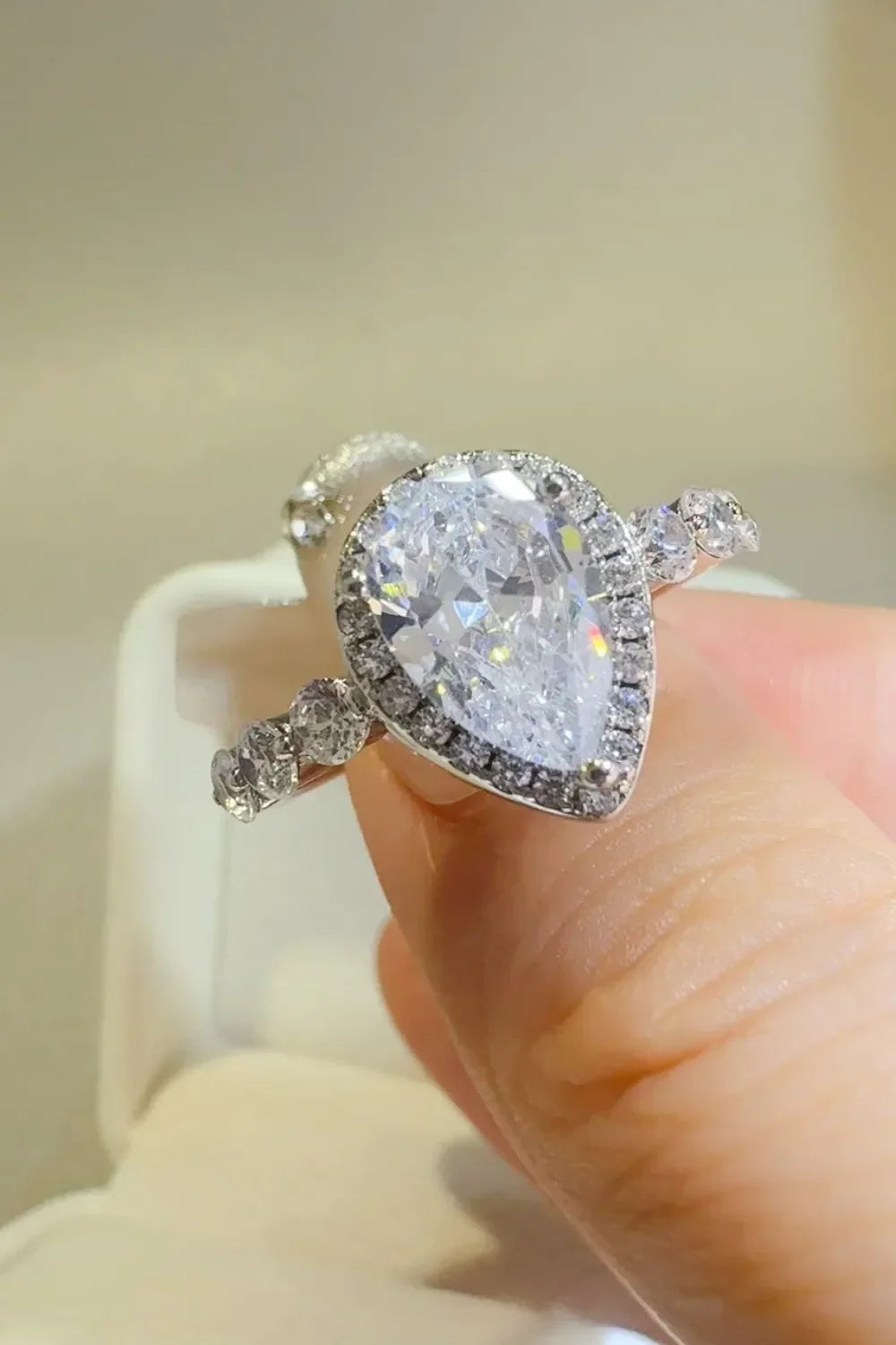 2 Carat Moissanite Sterling Silver Ring Giulia - Halo Spark Women's Ring Velanci