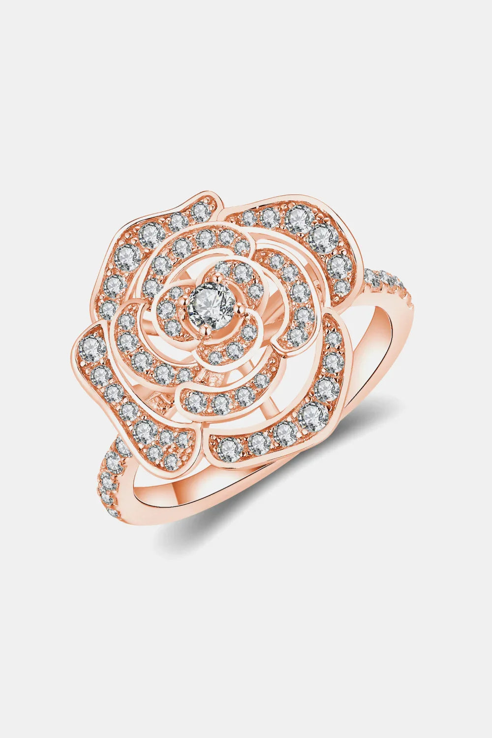 Moissanite Ring Valentina - Floral Sparkle Sterling Women's Ring Velanci