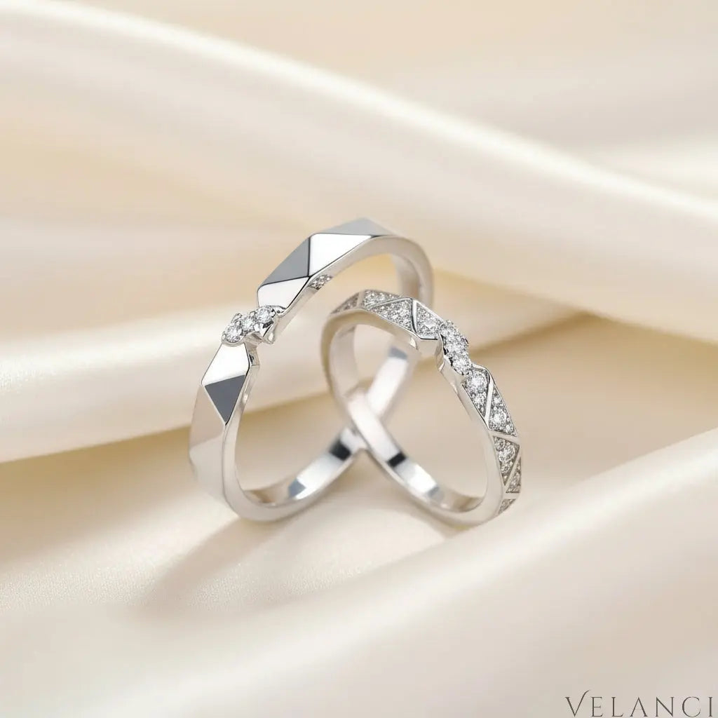 Moissanite Minimalist Rhodium Ring Alessia - Subtle Sparkle Velanci