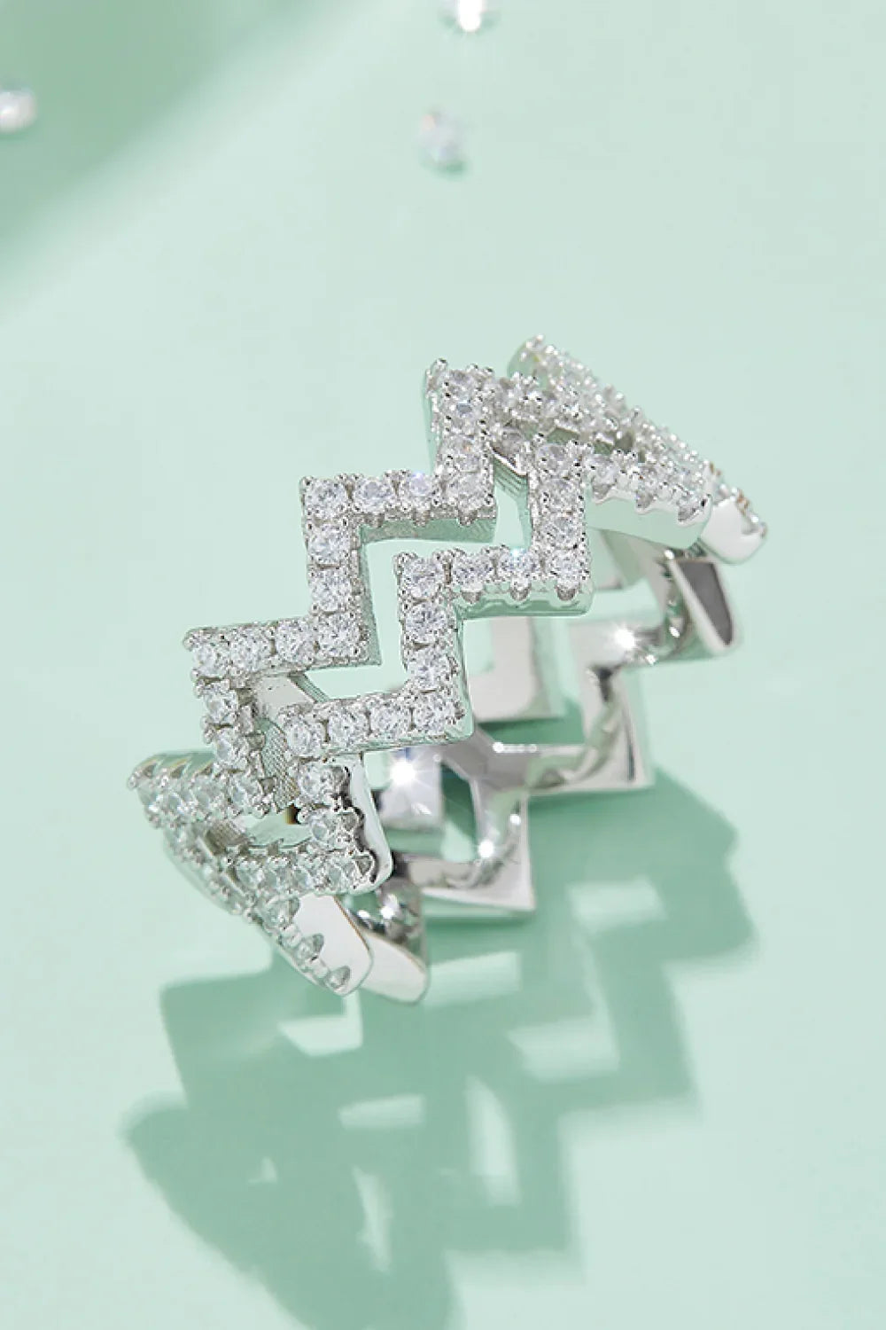 Moissanite Zigzag Stacking Rings Giulia - Everyday Sparkle Women's Ring Velanci