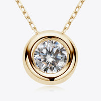 1 Carat Moissanite Pendant Necklace - Bezel Sterling Silver Velanci