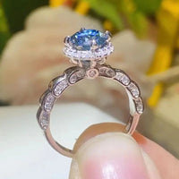 Sterling Silver 1Ct Moissanite Ring Giulia - Halo Spark Women's Ring Velanci