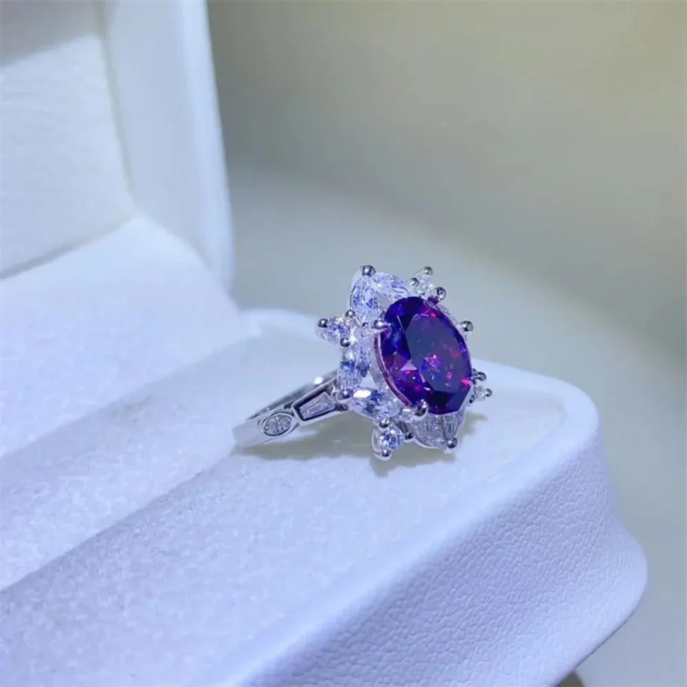 2Ct Moissanite Sterling Silver Ring Bianca - Coastal Glow Women's Ring Velanci