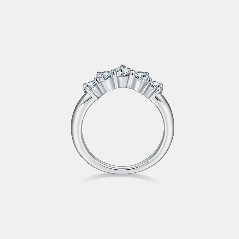 Inlaid Moissanite Ring Ariella - 0.9ct Coastal Sparkle Arc Women's Ring Velanci