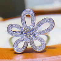 Ring Lucia - 1 Carat Moissanite Flower-Shape Open, Platinum Women's Ring Velanci
