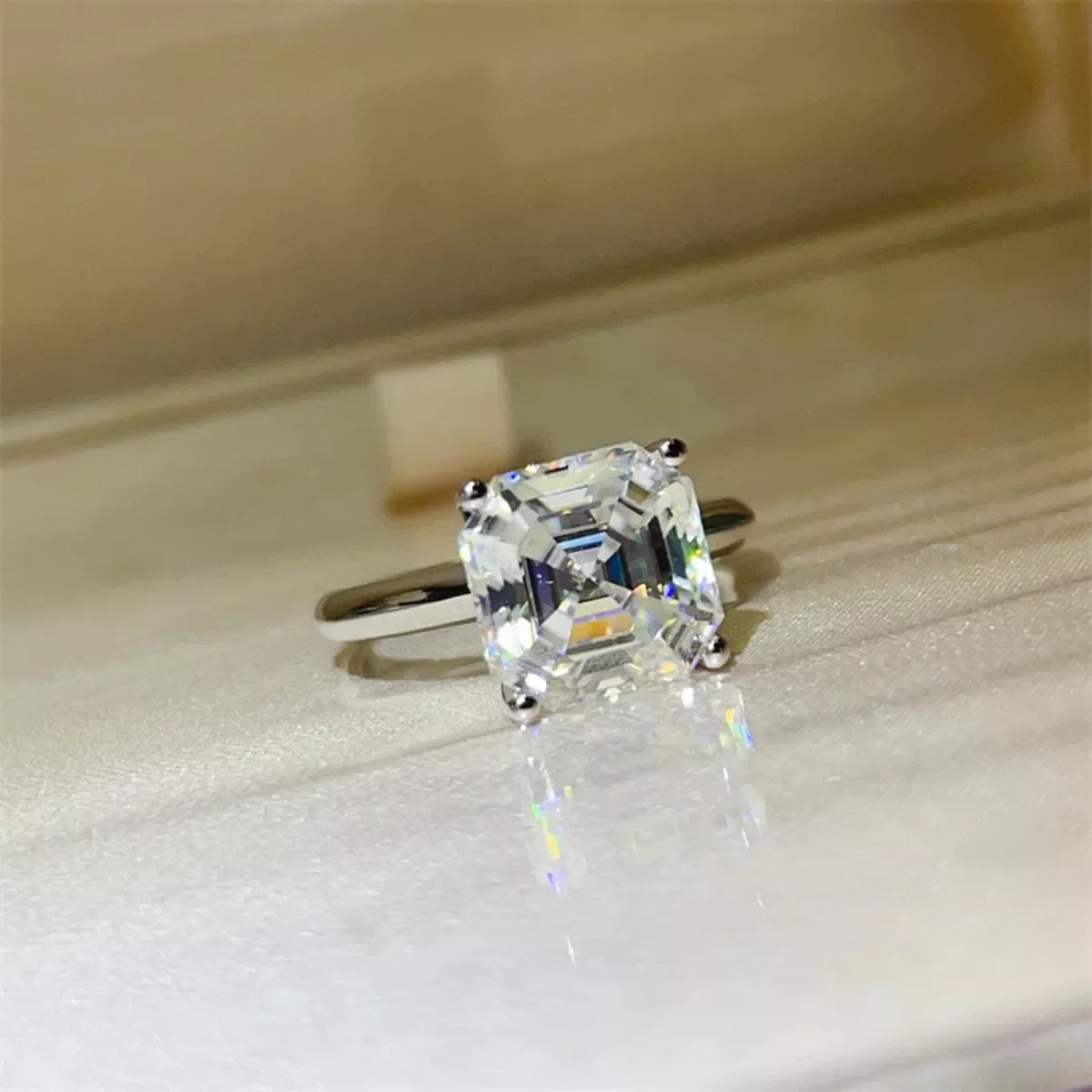 Moissanite Sterling Silver Ring Fiorella - Rainbow Fire Women's Ring Velanci