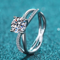 1 Carat Moissanite Ring Giulia - Crisscross Split Shank Women's Ring Velanci