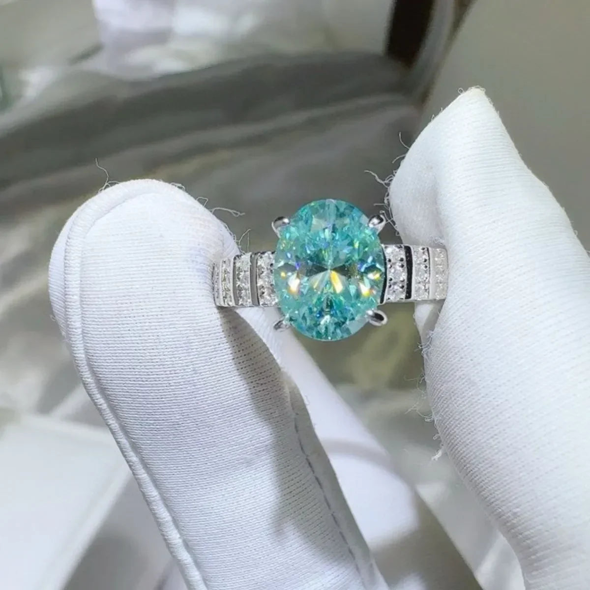 2Ct Moissanite Sterling Silver Ring Isabella - Ocean Shine Women's Ring Velanci