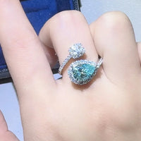 Sterling 2 Carat Moissanite Ring Elena - Bypass Halo Women's Ring Velanci