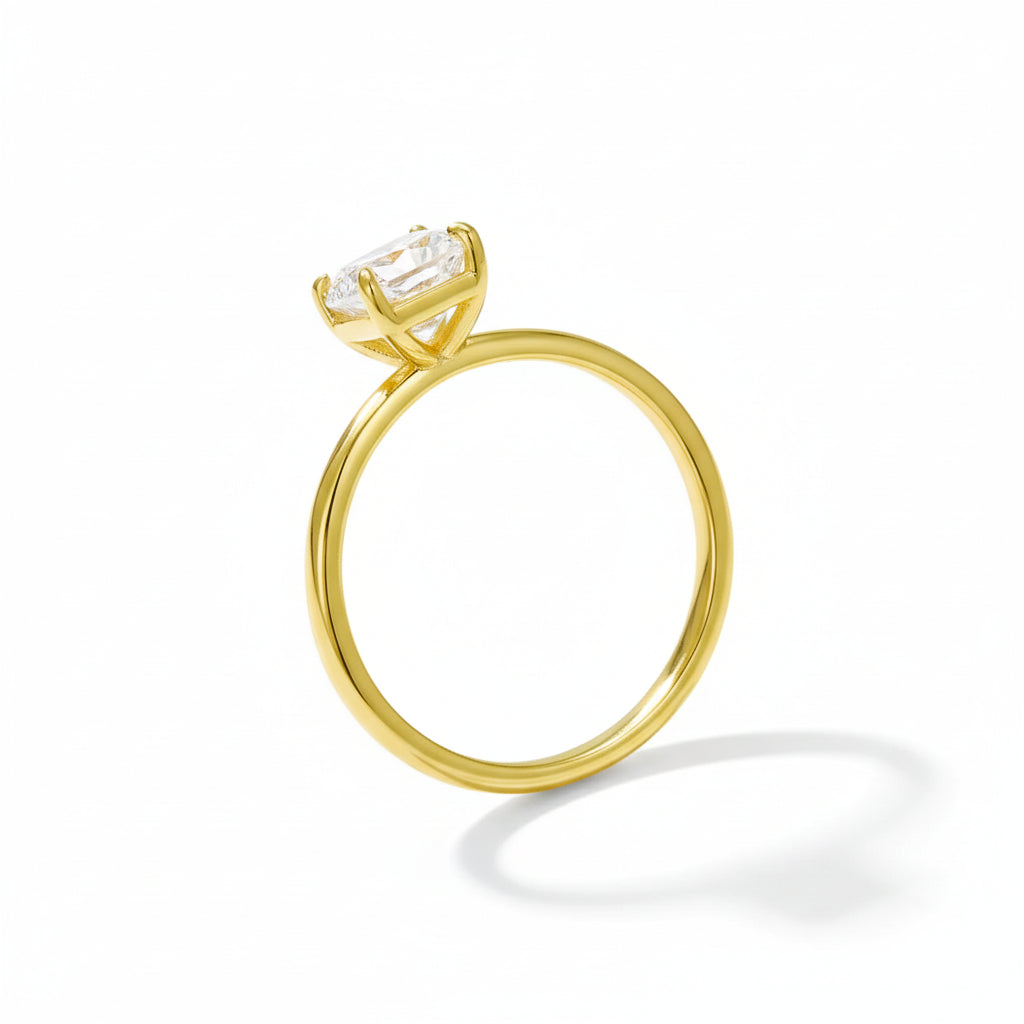 Ring Giulia - 2ct Moissanite Rect, 18K Gold-Plated Silver Women's Ring Velanci