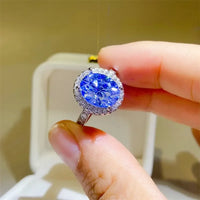 5 Carat Moissanite Sterling Silver Ring Alessia - Halo Shine Women's Ring Velanci