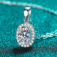 1 Carat Moissanite Pendant Necklace - Rhodium-Plated Silver Velanci