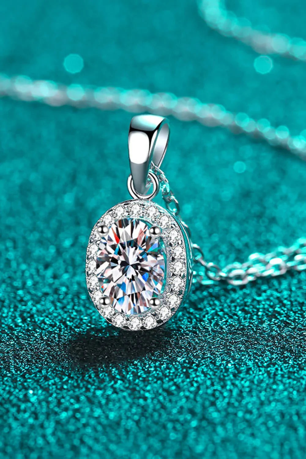 1 Carat Moissanite Pendant Necklace - Rhodium-Plated Silver Velanci