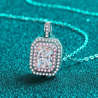 1 Carat Moissanite Geometric Necklace - Pink Zircon Halo Velanci