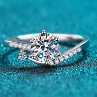 Ring Giulia - 1 Ct Moissanite, Rhodium-Plated Silver Bypass Women's Ring Velanci