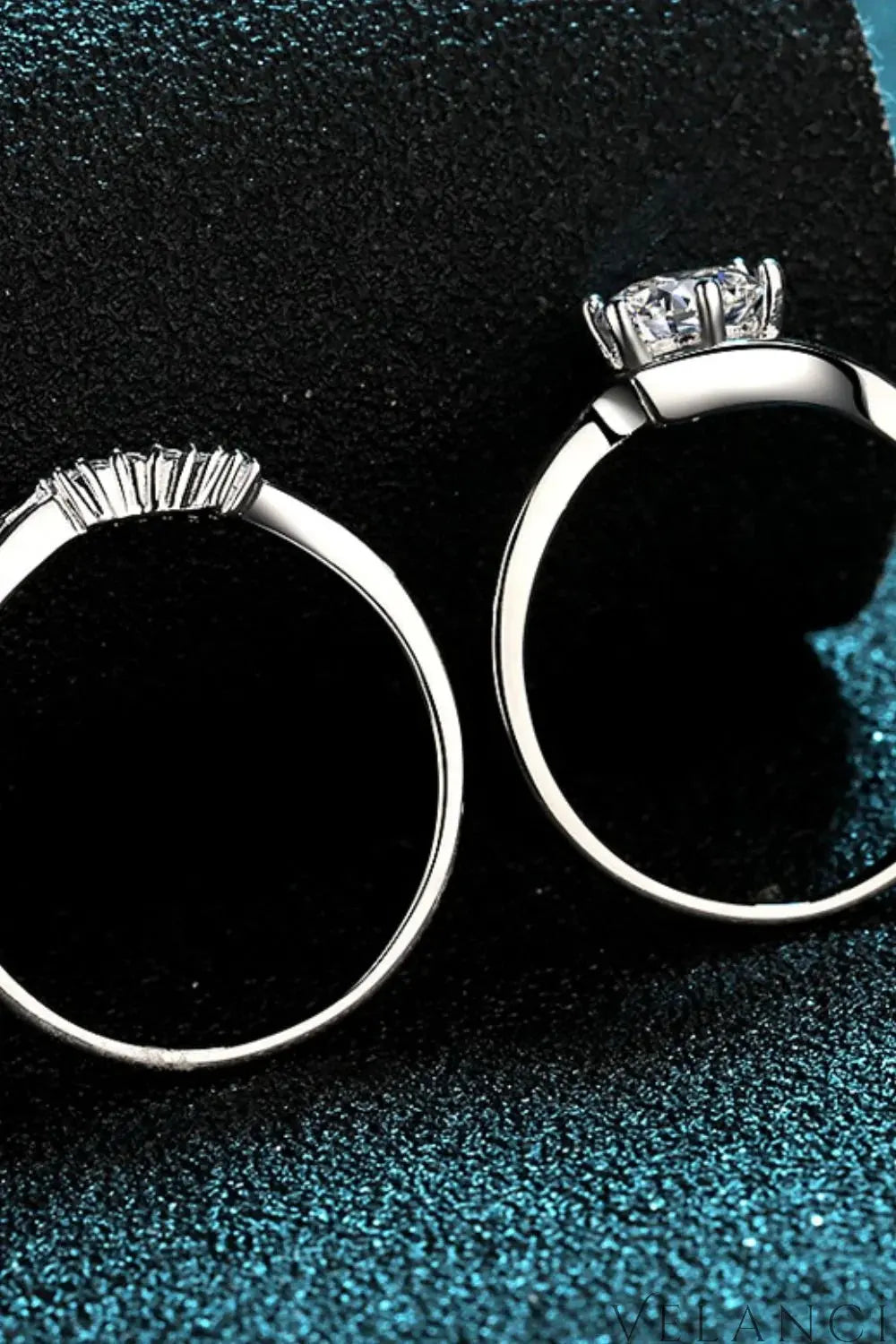 Ring Set Livia - Elegant Moissanite Comfort Fit Silver Women's Ring Velanci