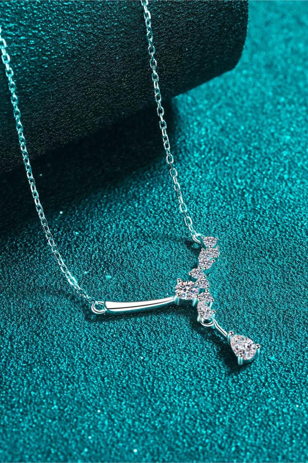 1 Carat Moissanite Necklace - Rhodium-Plated Sterling Silver Velanci