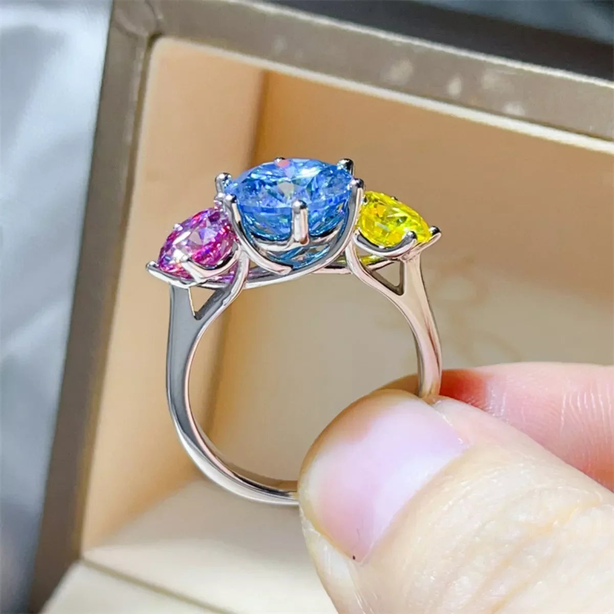 Moissanite Ring Giulia - 5 Carat Sterling Silver Shine Women's Ring Velanci