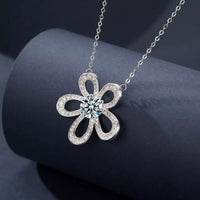 Moissanite Flower Necklace - 1 Carat Centerpiece Bloom Velanci