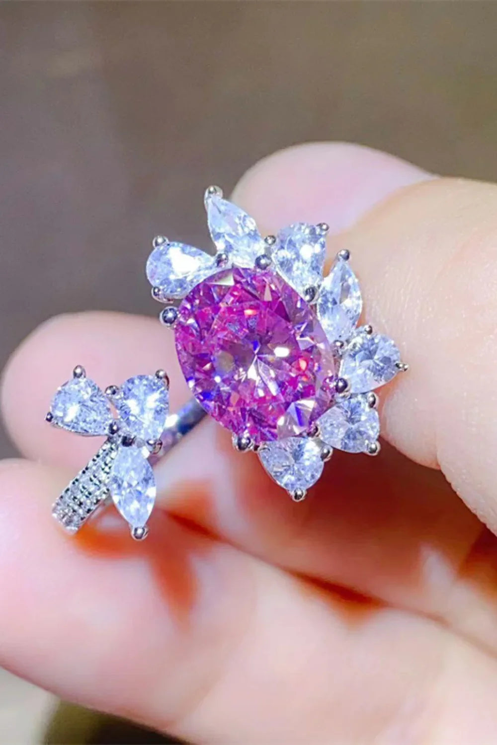 3 Carat Moissanite Ring Elena - Open Ring In Sterling Silver Women's Ring Velanci