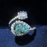 Sterling 2 Carat Moissanite Ring Elena - Bypass Halo Women's Ring Velanci