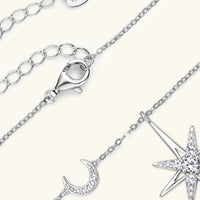 Moon Star Necklace - Platinum-Plated Moissanite Pendant Velanci
