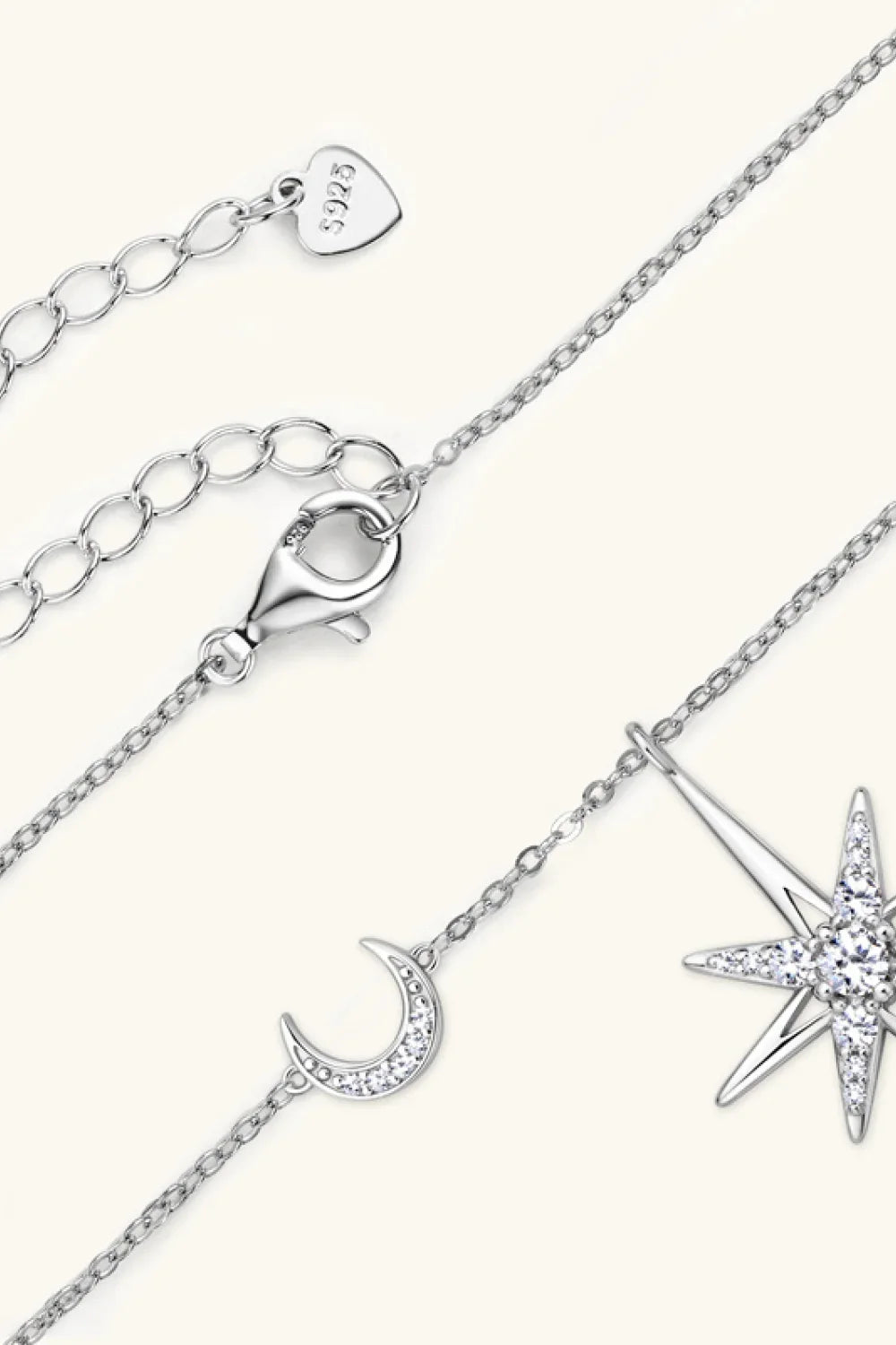 Moon Star Necklace - Platinum-Plated Moissanite Pendant Velanci