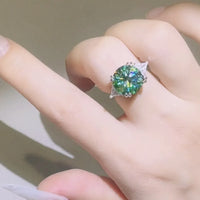 Moissanite Ring 5 Carat Luna - Brilliant Green Sparkle Women's Ring Velanci