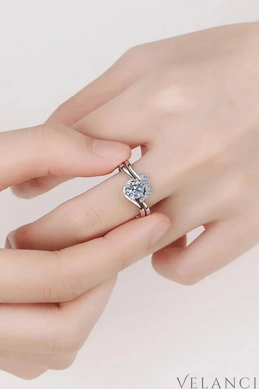 Ring Set Livia - Elegant Moissanite Comfort Fit Silver Women's Ring Velanci