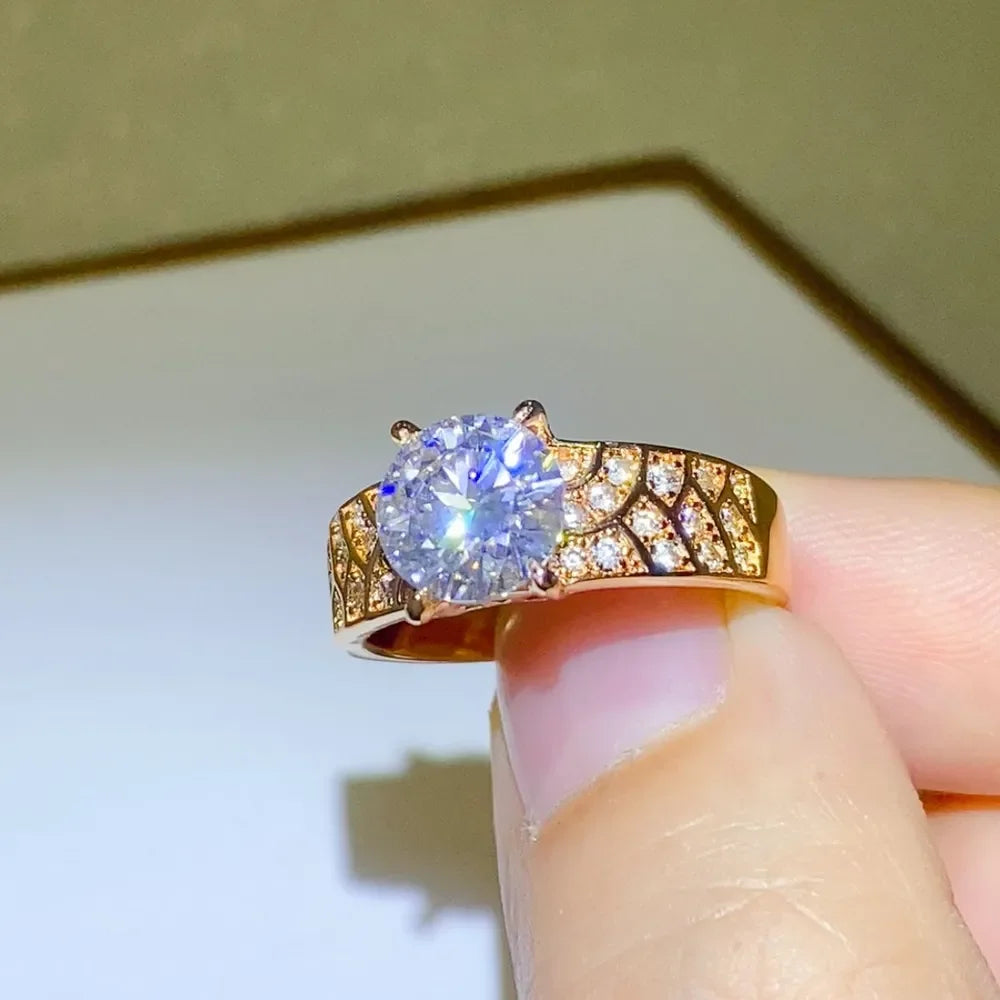 Moissanite Ring Giulia - 1.5ct Gold-Plated Sterling Silver Women's Ring Velanci