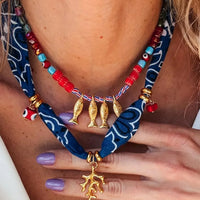 Coral And Fish Pendant Necklace - Gold Plated Coastal Charm Velanci
