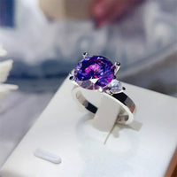 Ring Giulia - 5 Carat Purple Moissanite Sterling Silver Women's Ring Velanci