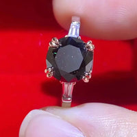 2 Carat Moissanite Ring Francesca - Minimalist Black Center Women's Ring Velanci