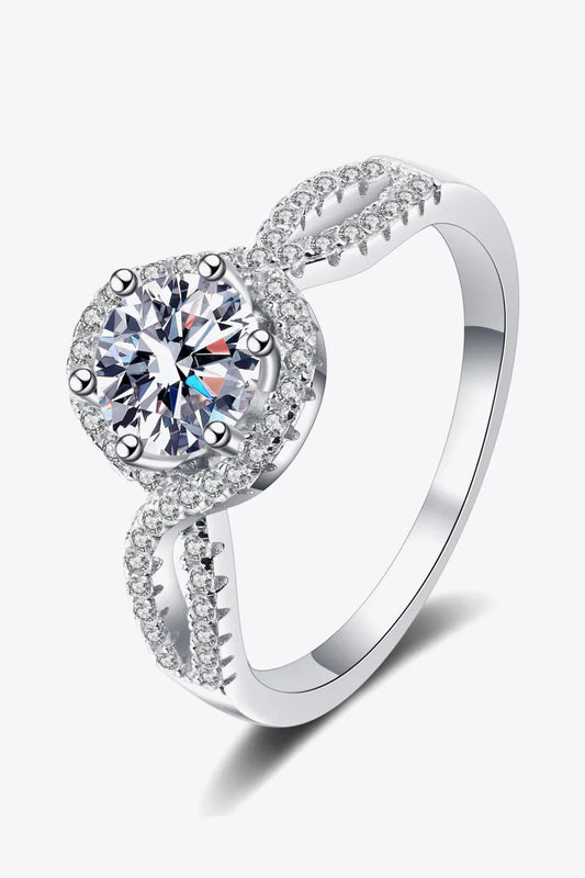 Sterling Silver Moissanite Geometric Ring Lia - Coastal Glow Women's Ring Velanci
