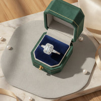 1 Carat Moissanite Geometric Ring Francesca - Emerald Halo Women's Ring Velanci