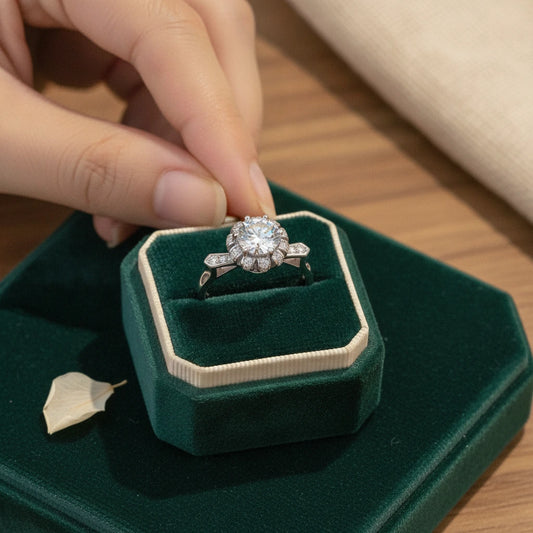1 Carat Moissanite Platinum-Plated Ring Elena - Subtle Shine Women's Ring Velanci
