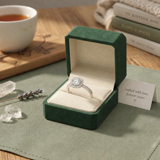 1 Carat Moissanite Ring Giulia - Halo Diamond Sparkle Women's Ring Velanci
