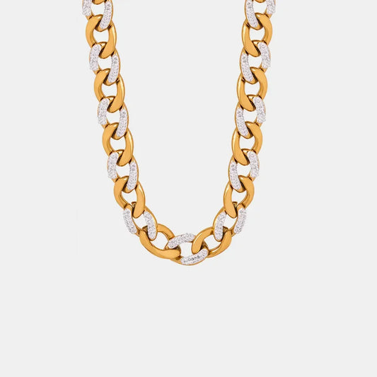 Zircon Titanium Steel Chunky Chain Necklace - Coastal Charm Velanci