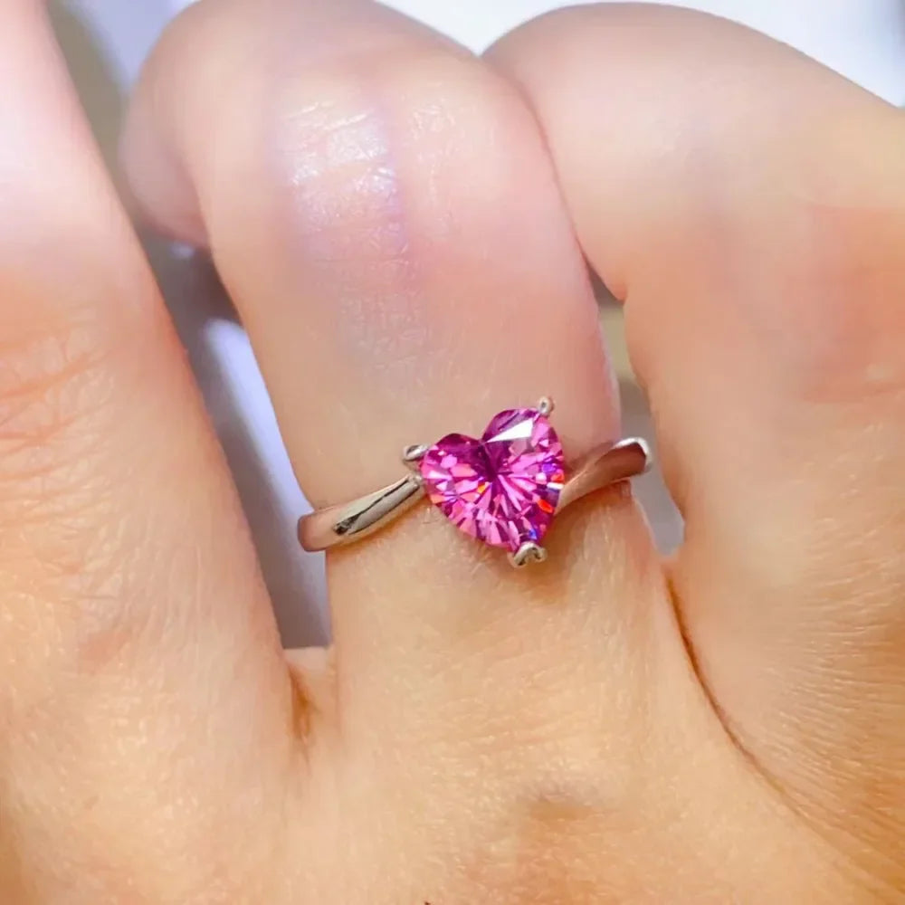 1 Carat Moissanite Ring Bianca - Pink Heartcut Shine Women's Ring Velanci