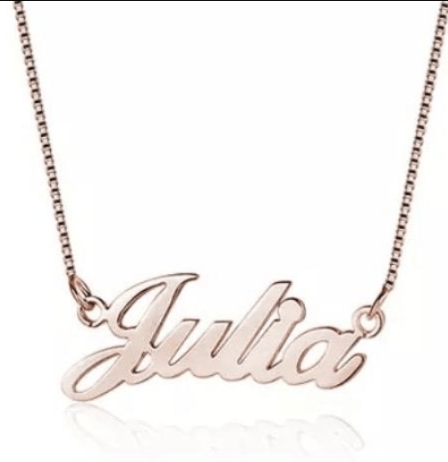 Sterling Silver Name Necklace Giulia - Custom Script Pendant on 16-18in Chain Velanci