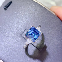 Ring Alessia - Sterling Silver 3 Carat Blue Moissanite Women's Ring Velanci