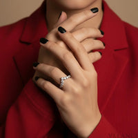 Moissanite Sterling Silver V Shape Ring Isabella - Radiant Velanci