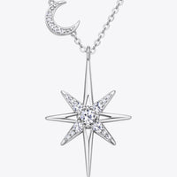 Moon Star Necklace - Platinum-Plated Moissanite Pendant Velanci
