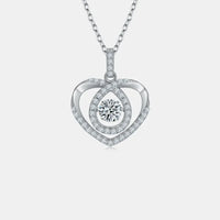 Moissanite Heart Necklace - Sterling Silver Halo Pave Velanci