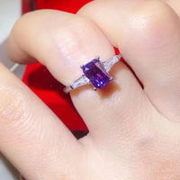 1 Carat Moissanite Ring Alessia - Platinum-Plated Purple Hue Women's Ring Velanci